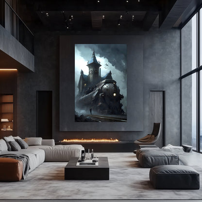 Fantasy Train Poster – Darkmist Phantom | Awe-Inspiring Wall Art for Sci-Fi & Fantasy Train Enthusiasts | Unique and Exclusive Artwork