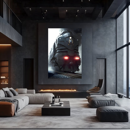 Dystopia Train Poster – Grimbringer Thunderclad | Awe-Inspiring Wall Art for Sci-Fi & Fantasy Train Enthusiasts | Unique and Exclusive Artwork
