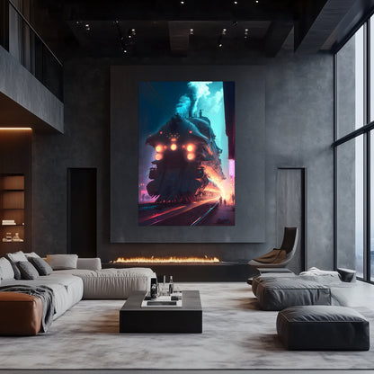 Cyberpunk Train Poster – Chromeshell Nightcrawler | Awe-Inspiring Wall Art for Sci-Fi & Fantasy Train Enthusiasts | Unique and Exclusive Artwork