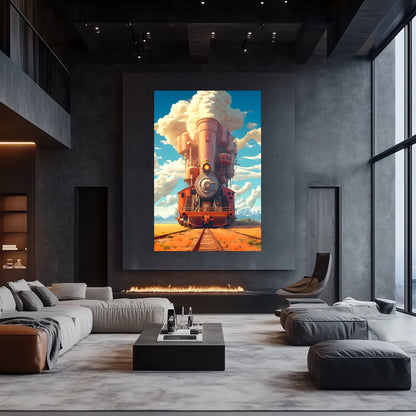 Steampunk Train Poster – Buffalo | Awe-Inspiring Wall Art for Sci-Fi & Fantasy Train Enthusiasts | Unique and Exclusive Artwork