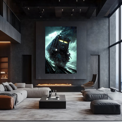 Zombie Train Poster – The Grim Hauler | Awe-Inspiring Wall Art for Sci-Fi & Fantasy Train Enthusiasts | Unique and Exclusive Artwork