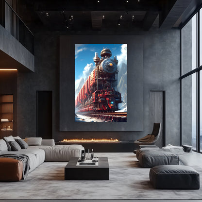 Post-Apocalyptic Train Poster – Colonial Colossus | Awe-Inspiring Wall Art for Sci-Fi & Fantasy Train Enthusiasts | Unique and Exclusive Artwork