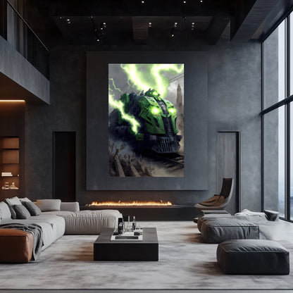 Zombie Train Poster – Shadowbane Revenant | Awe-Inspiring Wall Art for Sci-Fi & Fantasy Train Enthusiasts | Unique and Exclusive Artwork