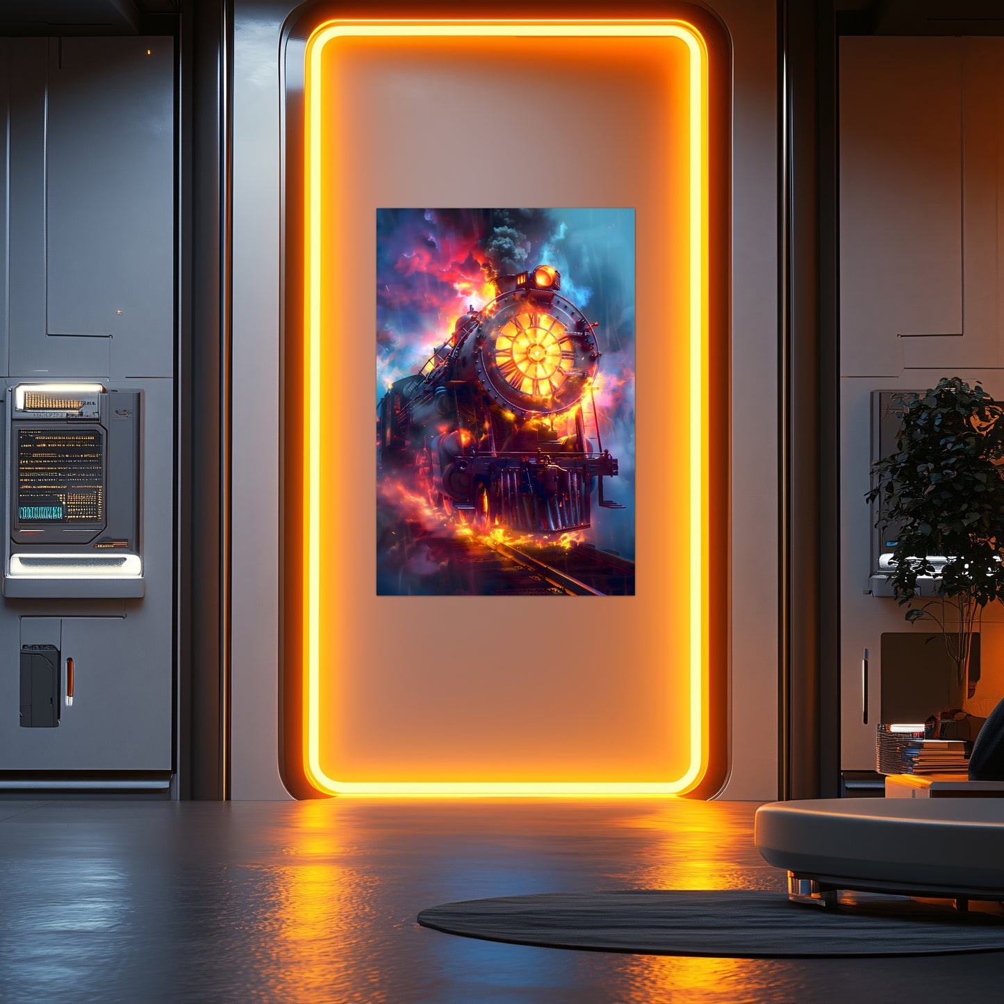 Steampunk Train Poster – Eternal Engine | Awe-Inspiring Wall Art for Sci-Fi & Fantasy Train Enthusiasts | Unique and Exclusive Artwork