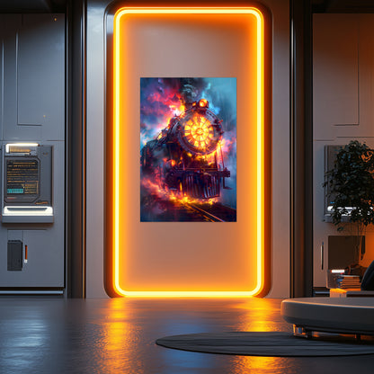 Steampunk Train Poster – Eternal Engine | Awe-Inspiring Wall Art for Sci-Fi & Fantasy Train Enthusiasts | Unique and Exclusive Artwork