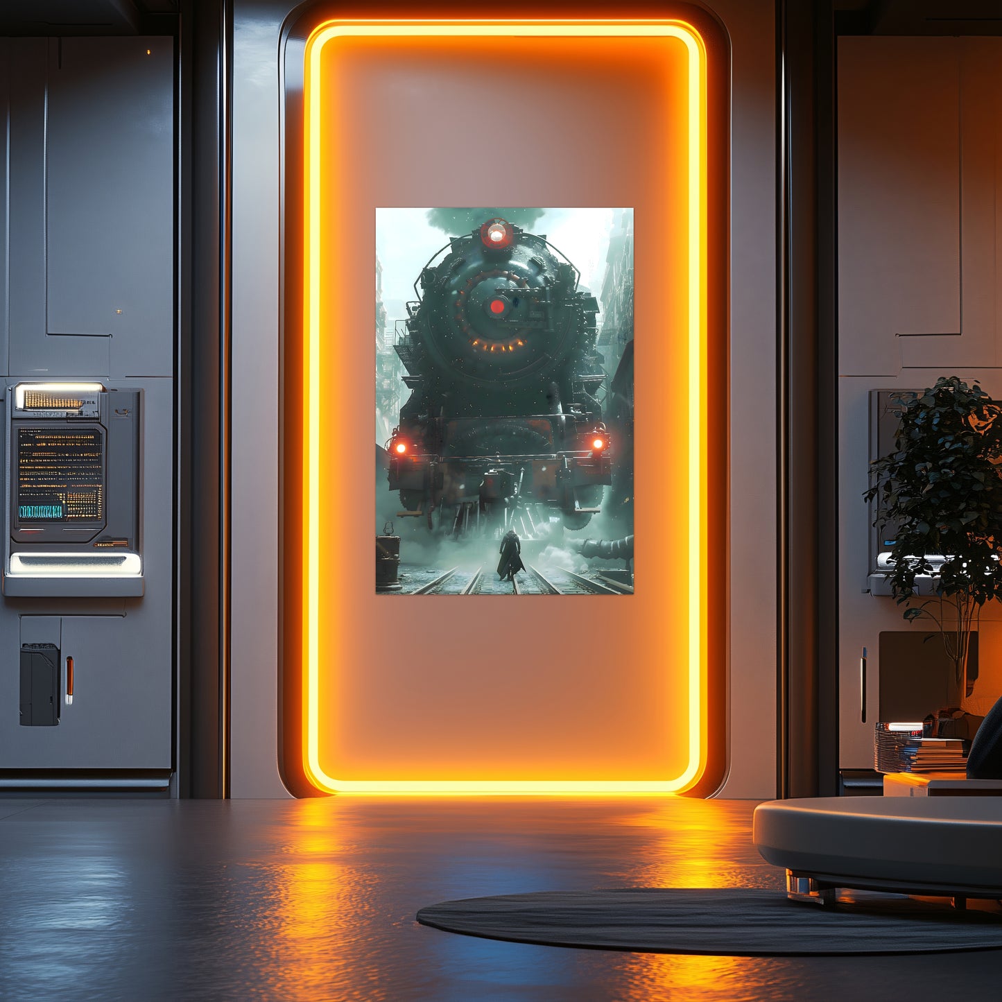 Dystopia Train Poster – Iron Predator | Awe-Inspiring Wall Art for Sci-Fi & Fantasy Train Enthusiasts | Unique and Exclusive Artwork