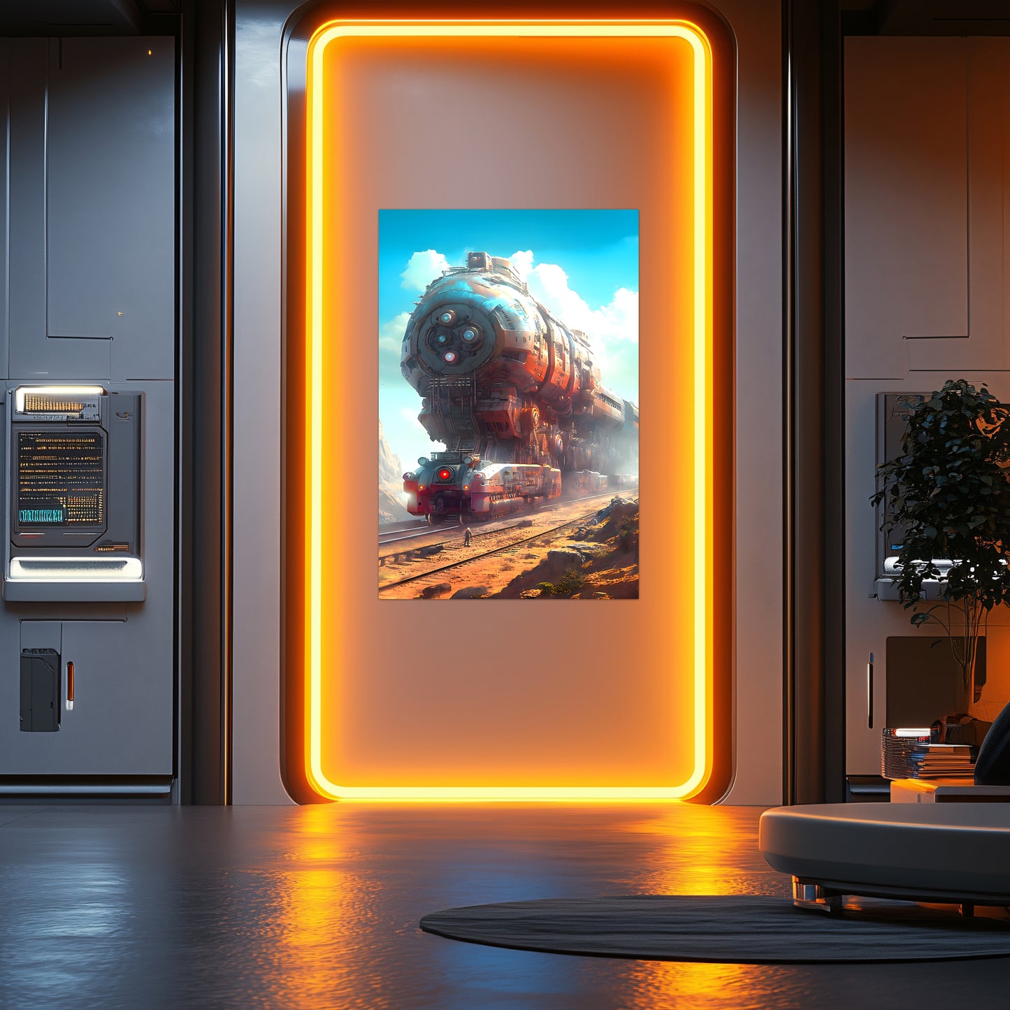Post-Apocalyptic Train Poster – Arcanum Carrier | Awe-Inspiring Wall Art for Sci-Fi & Fantasy Train Enthusiasts | Unique and Exclusive Artwork