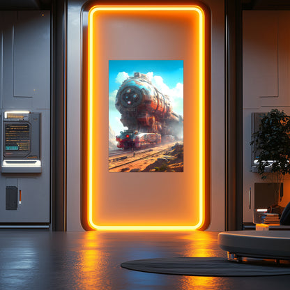 Post-Apocalyptic Train Poster – Arcanum Carrier | Awe-Inspiring Wall Art for Sci-Fi & Fantasy Train Enthusiasts | Unique and Exclusive Artwork