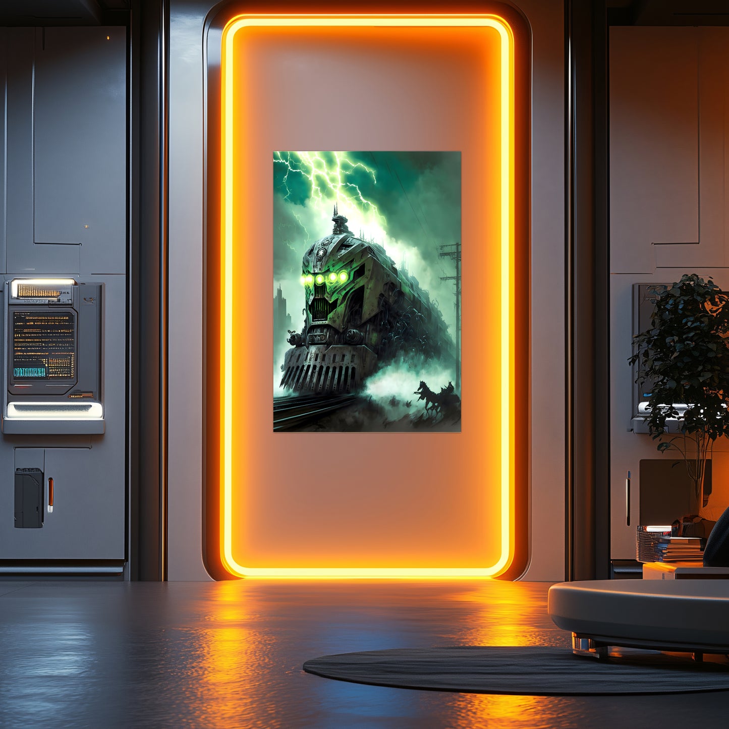 Zombie Train Poster – Hellforge Executor | Awe-Inspiring Wall Art for Sci-Fi & Fantasy Train Enthusiasts | Unique and Exclusive Artwork