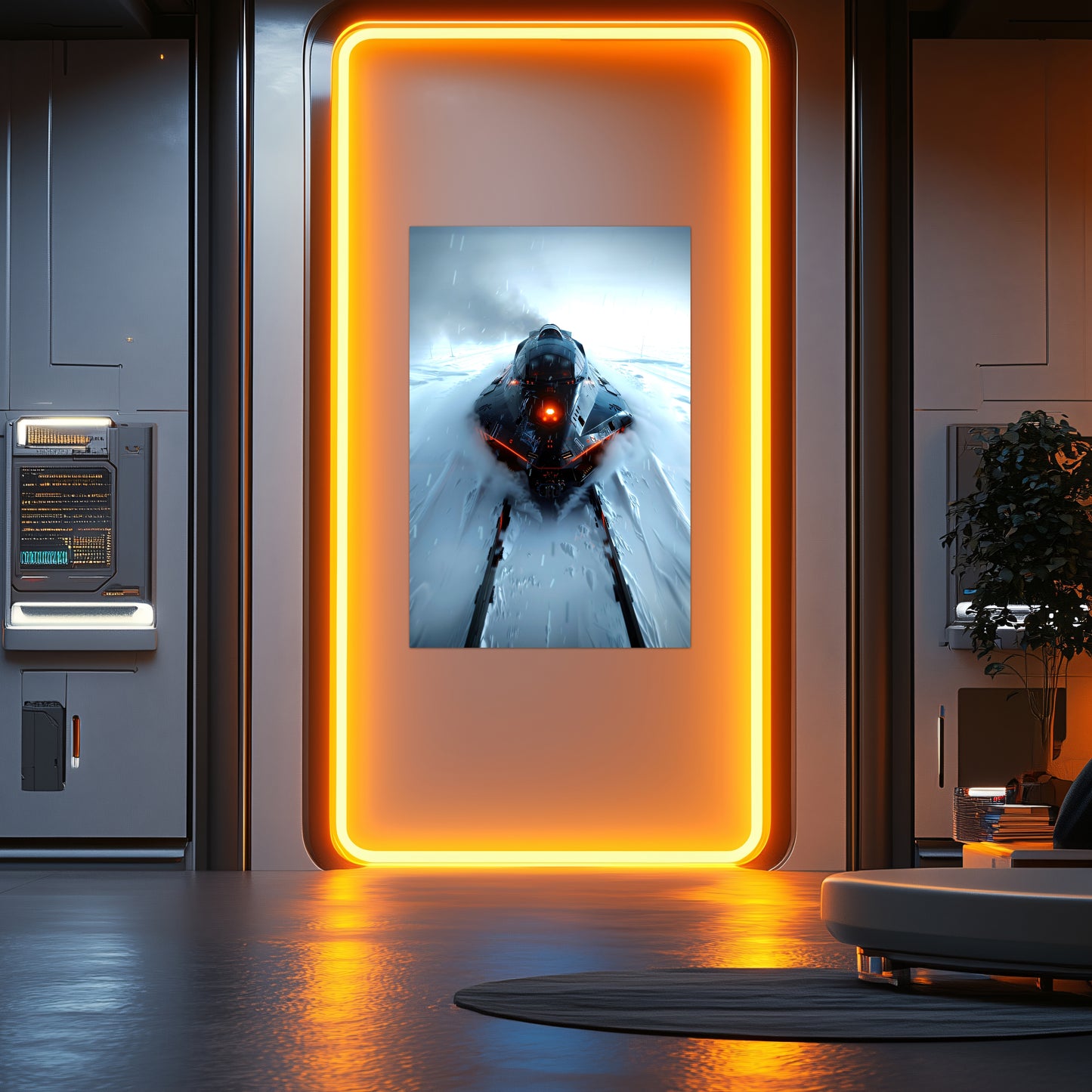 Cyberpunk Train Poster – The Demon's Dagger | Awe-Inspiring Wall Art for Sci-Fi & Fantasy Train Enthusiasts | Unique and Exclusive Artwork