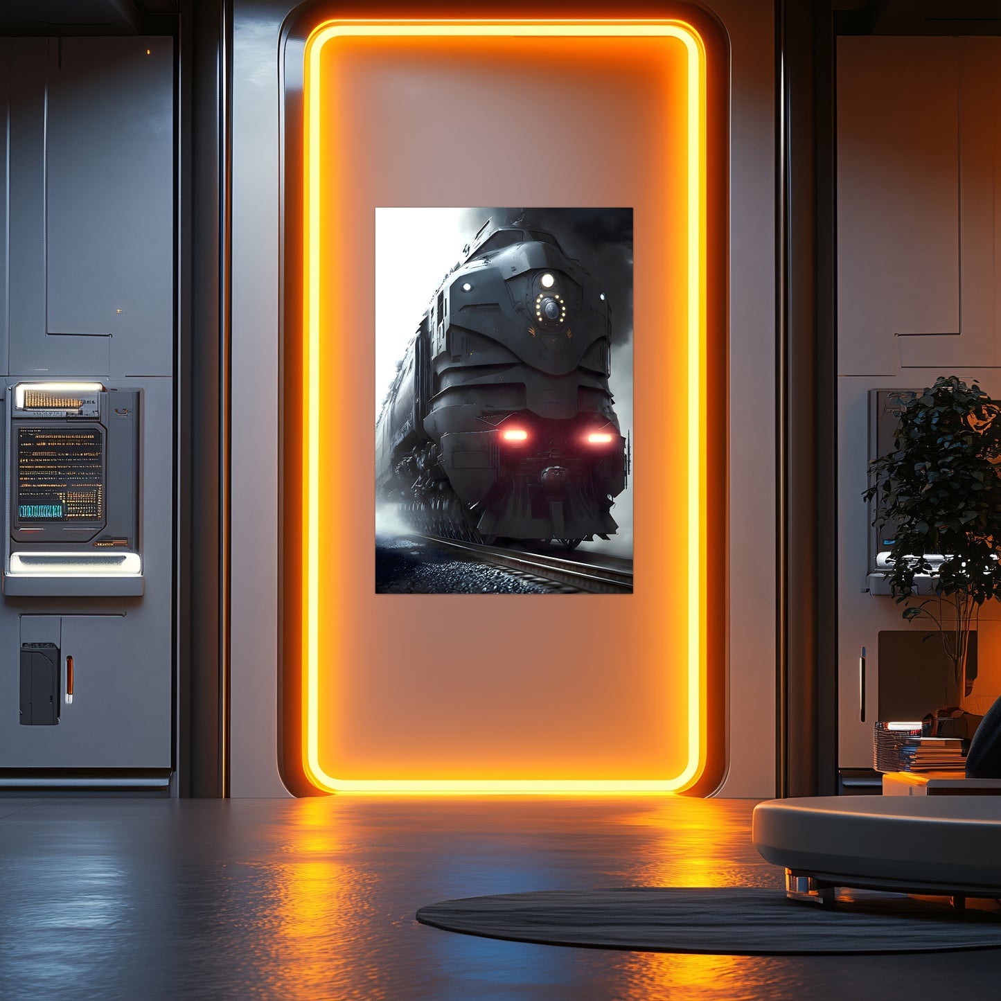 Dystopia Train Poster – Grimbringer Thunderclad | Awe-Inspiring Wall Art for Sci-Fi & Fantasy Train Enthusiasts | Unique and Exclusive Artwork