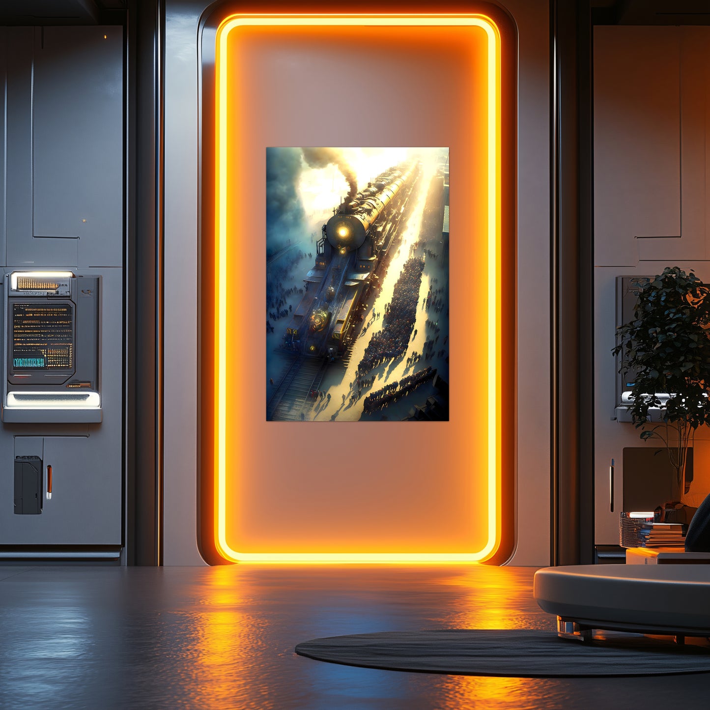 Steampunk Train Poster – Behemoth Boy | Awe-Inspiring Wall Art for Sci-Fi & Fantasy Train Enthusiasts | Unique and Exclusive Artwork