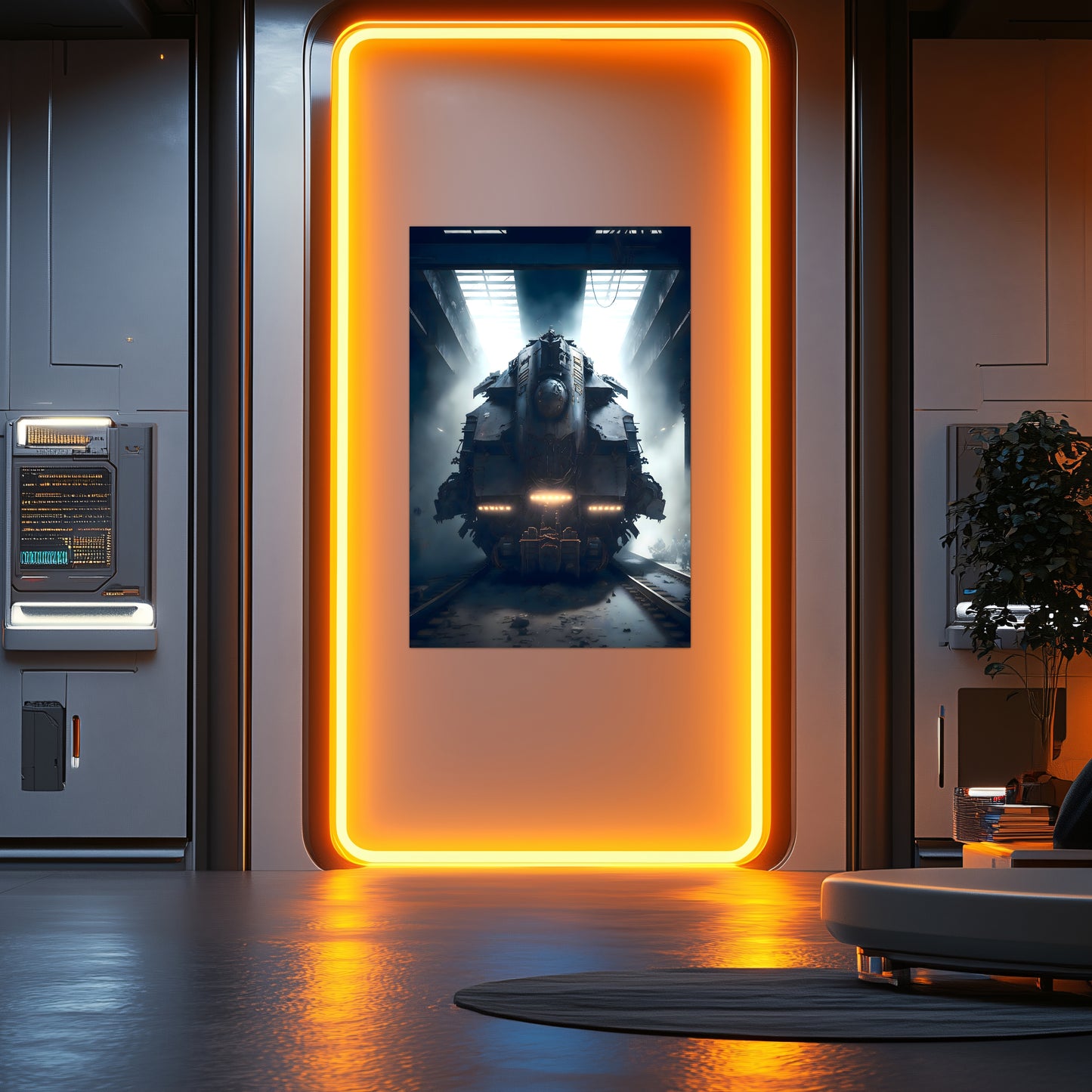 Diesel Train Poster – Aeternum Custos | Awe-Inspiring Wall Art for Sci-Fi & Fantasy Train Enthusiasts | Unique and Exclusive Artwork