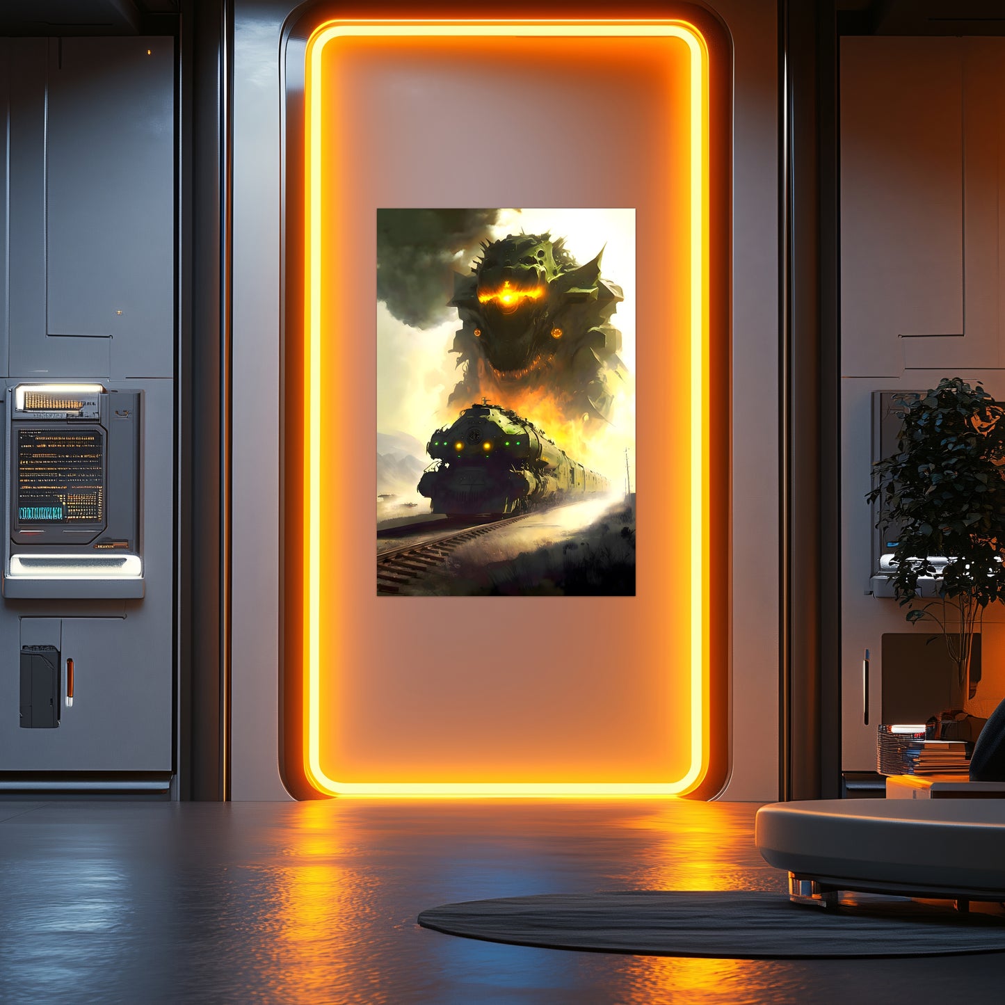 Fantasy Train Poster – Viridian Wyrmhauler | Awe-Inspiring Wall Art for Sci-Fi & Fantasy Train Enthusiasts | Unique and Exclusive Artwork