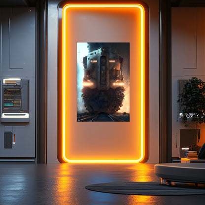 Diesel Train Poster – Warhound Mk IV | Awe-Inspiring Wall Art for Sci-Fi & Fantasy Train Enthusiasts | Unique and Exclusive Artwork