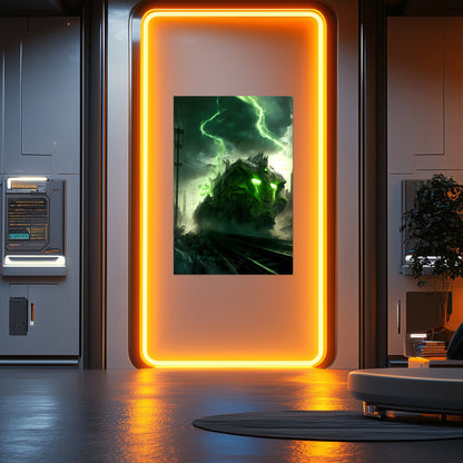 Zombie Train Poster – Wraithstorm Oppressor | Awe-Inspiring Wall Art for Sci-Fi & Fantasy Train Enthusiasts | Unique and Exclusive Artwork