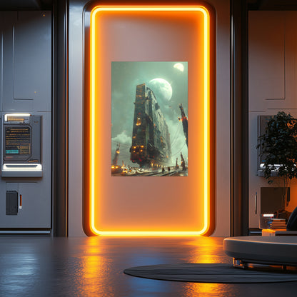 Dystopia Train Poster – The Moonbringer | Awe-Inspiring Wall Art for Sci-Fi & Fantasy Train Enthusiasts | Unique and Exclusive Artwork
