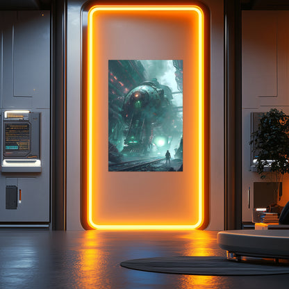 Cyberpunk Train Poster – Epitome One | Awe-Inspiring Wall Art for Sci-Fi & Fantasy Train Enthusiasts | Unique and Exclusive Artwork