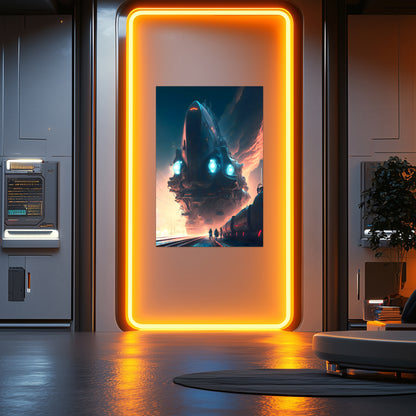 Cyberpunk Train Poster – Hyperion Elysian Metrocore | Awe-Inspiring Wall Art for Sci-Fi & Fantasy Train Enthusiasts | Unique and Exclusive Artwork