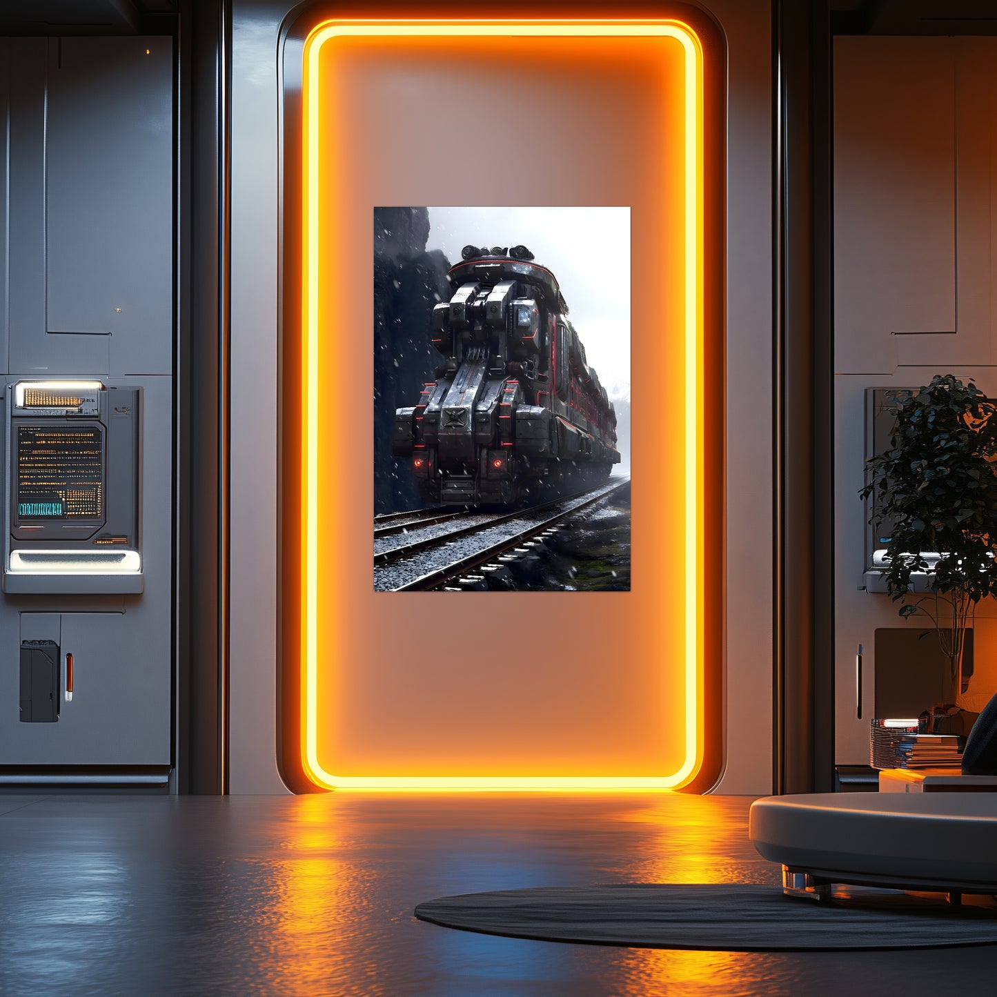 Dystopia Train Poster – Ironridge Bastion | Awe-Inspiring Wall Art for Sci-Fi & Fantasy Train Enthusiasts | Unique and Exclusive Artwork