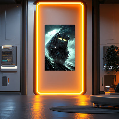 Zombie Train Poster – The Grim Hauler | Awe-Inspiring Wall Art for Sci-Fi & Fantasy Train Enthusiasts | Unique and Exclusive Artwork