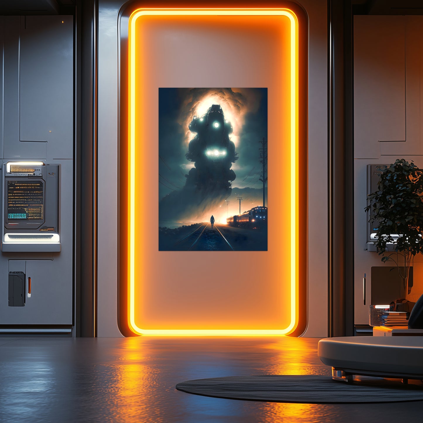 Post-Apocalyptic Train Poster – The Unyielding Monolith | Awe-Inspiring Wall Art for Sci-Fi & Fantasy Train Enthusiasts | Unique and Exclusive Artwork