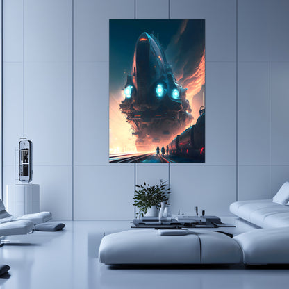 Cyberpunk Train Poster – Hyperion Elysian Metrocore | Awe-Inspiring Wall Art for Sci-Fi & Fantasy Train Enthusiasts | Unique and Exclusive Artwork