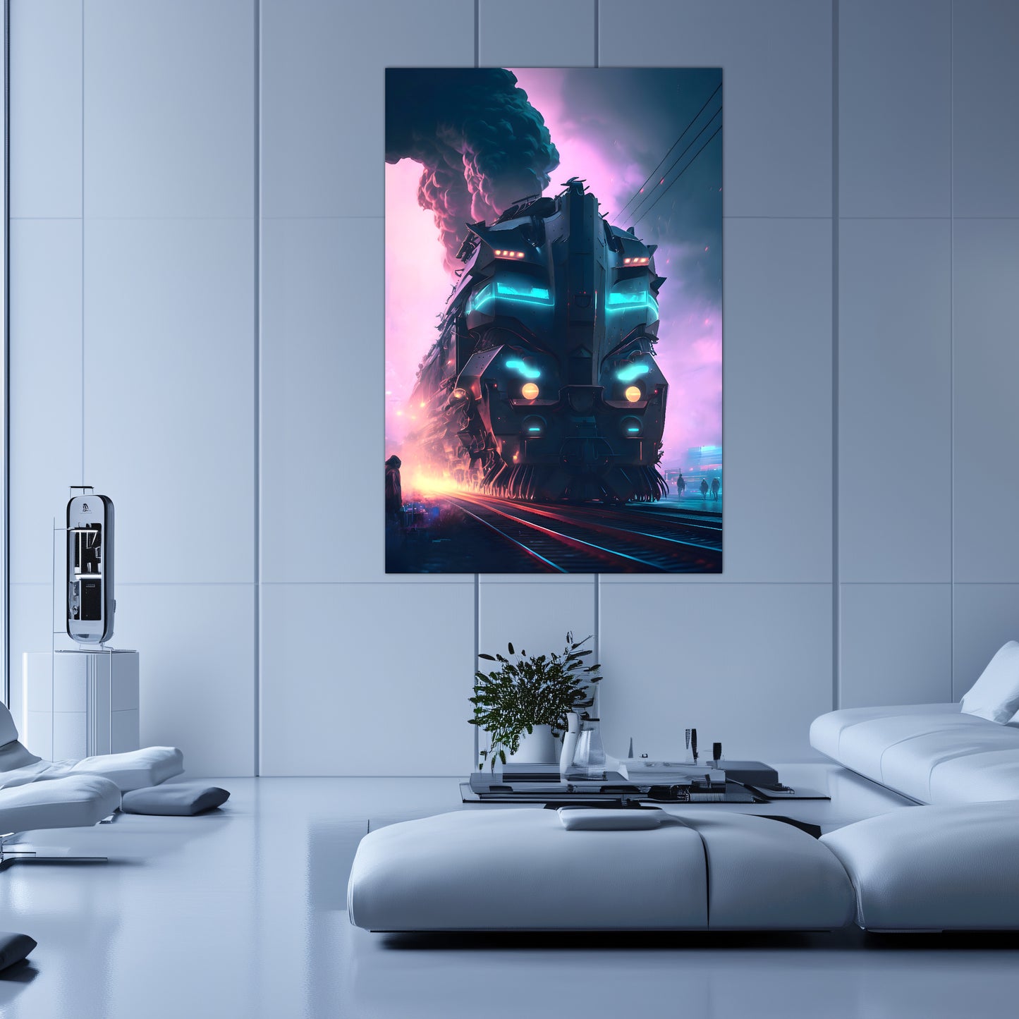 Cyberpunk Train Poster – Neon Hauler | Awe-Inspiring Wall Art for Sci-Fi & Fantasy Train Enthusiasts | Unique and Exclusive Artwork