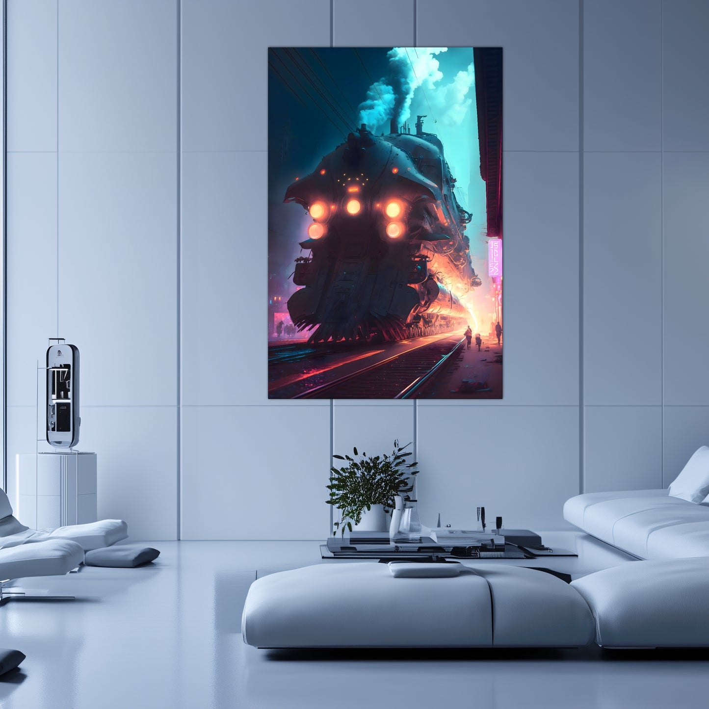 Cyberpunk Train Poster – Chromeshell Nightcrawler | Awe-Inspiring Wall Art for Sci-Fi & Fantasy Train Enthusiasts | Unique and Exclusive Artwork