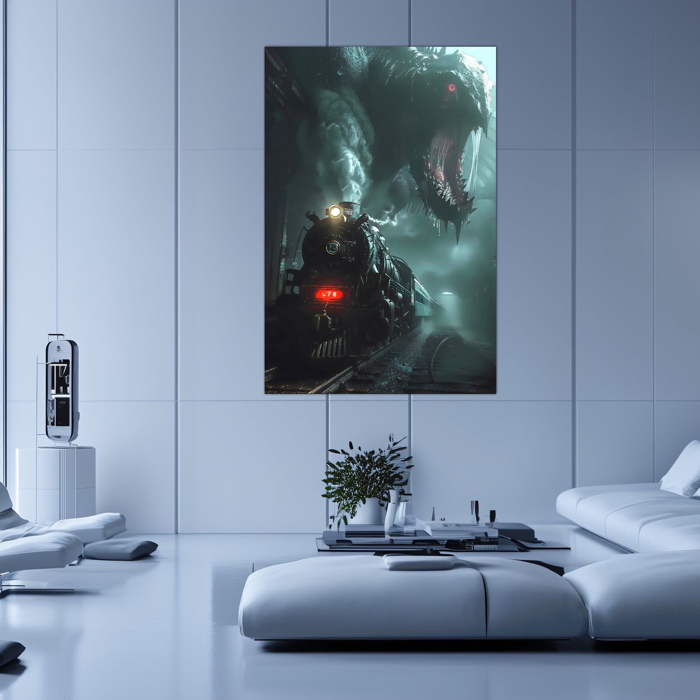 Fantasy Train Poster – Dragonbane Express | Awe-Inspiring Wall Art for Sci-Fi & Fantasy Train Enthusiasts | Unique and Exclusive Artwork