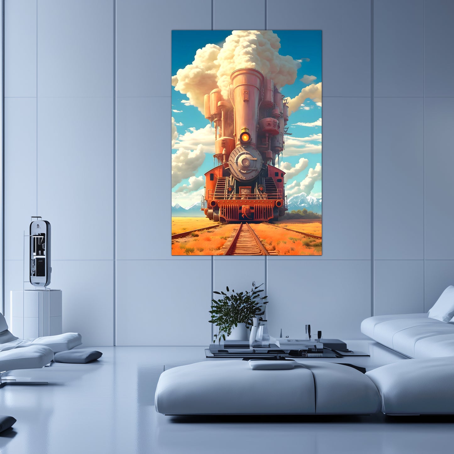Steampunk Train Poster – Buffalo | Awe-Inspiring Wall Art for Sci-Fi & Fantasy Train Enthusiasts | Unique and Exclusive Artwork