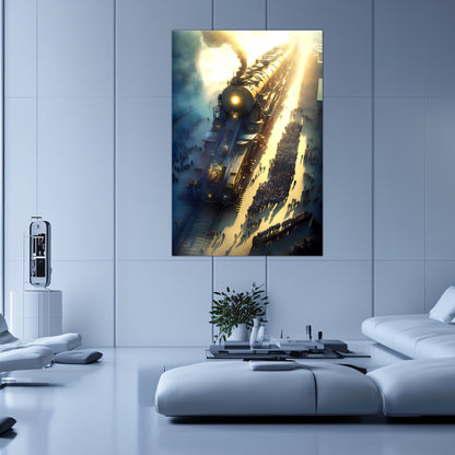 Steampunk Train Poster – Behemoth Boy | Awe-Inspiring Wall Art for Sci-Fi & Fantasy Train Enthusiasts | Unique and Exclusive Artwork