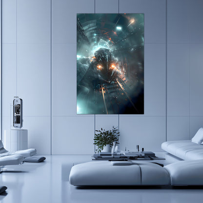 Cyberpunk Train Poster – Nightblade Crusader | Awe-Inspiring Wall Art for Sci-Fi & Fantasy Train Enthusiasts | Unique and Exclusive Artwork