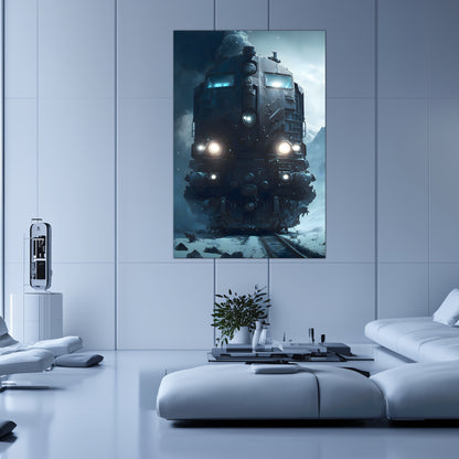 Diesel Train Poster – Frostbreaker Jugger | Awe-Inspiring Wall Art for Sci-Fi & Fantasy Train Enthusiasts | Unique and Exclusive Artwork
