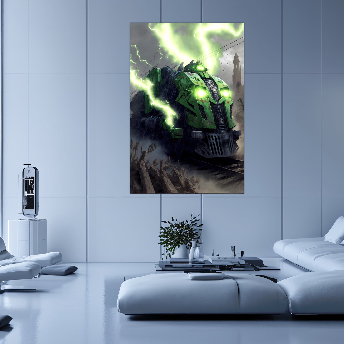 Zombie Train Poster – Shadowbane Revenant | Awe-Inspiring Wall Art for Sci-Fi & Fantasy Train Enthusiasts | Unique and Exclusive Artwork