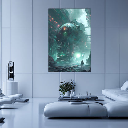 Cyberpunk Train Poster – Epitome One | Awe-Inspiring Wall Art for Sci-Fi & Fantasy Train Enthusiasts | Unique and Exclusive Artwork