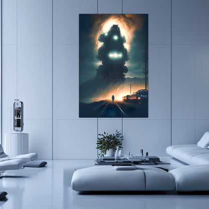 Post-Apocalyptic Train Poster – The Unyielding Monolith | Awe-Inspiring Wall Art for Sci-Fi & Fantasy Train Enthusiasts | Unique and Exclusive Artwork