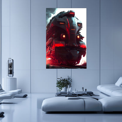 Dystopia Train Poster – Redstorm Vanguard | Awe-Inspiring Wall Art for Sci-Fi & Fantasy Train Enthusiasts | Unique and Exclusive Artwork