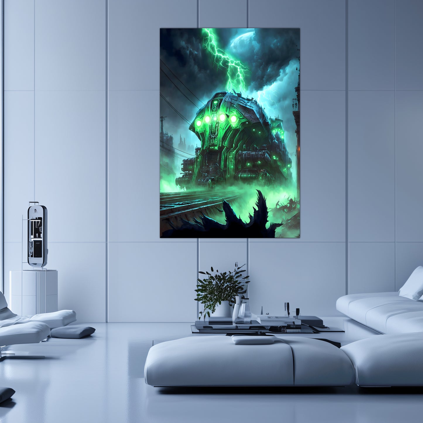 Zombie Train Poster – The Warp Architect | Awe-Inspiring Wall Art for Sci-Fi & Fantasy Train Enthusiasts | Unique and Exclusive Artwork