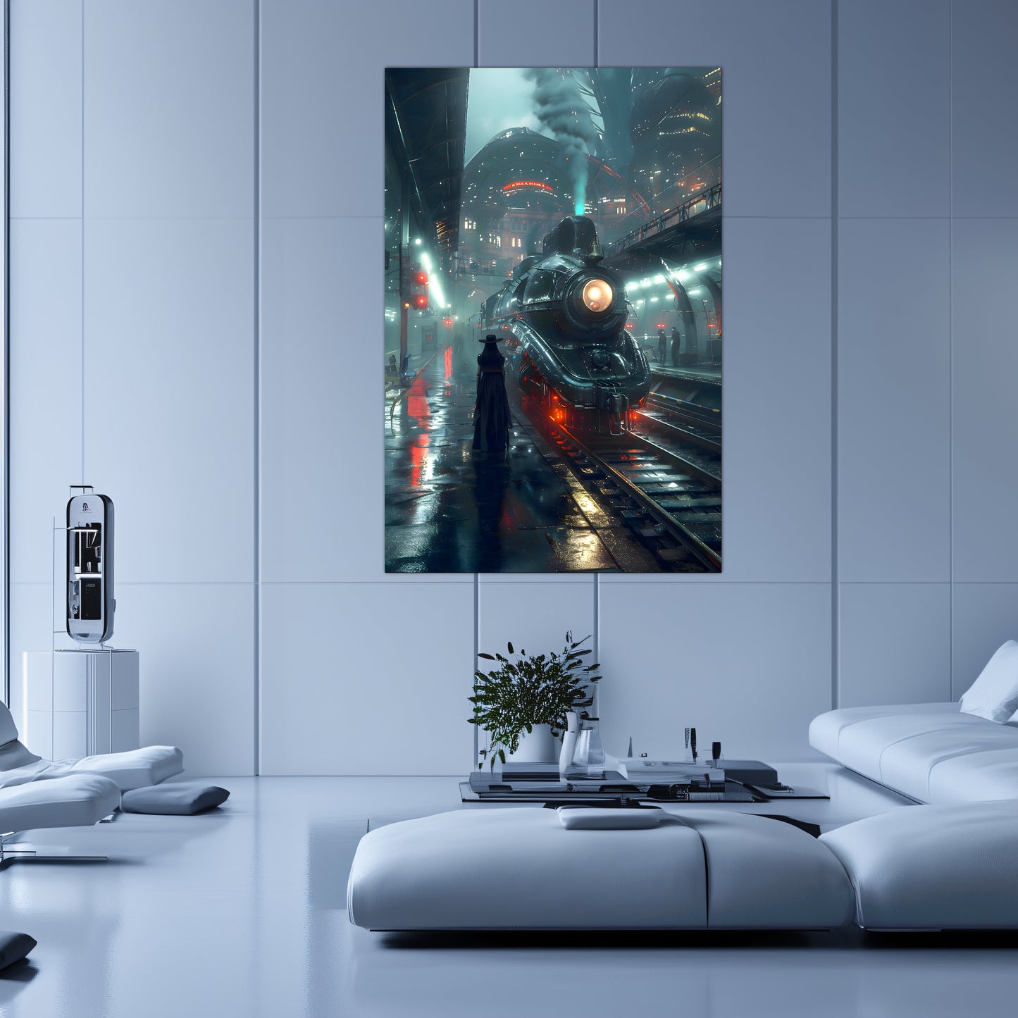 Dystopia Train Poster – Solarwind Express | Awe-Inspiring Wall Art for Sci-Fi & Fantasy Train Enthusiasts | Unique and Exclusive Artwork