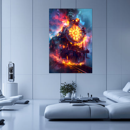 Steampunk Train Poster – Eternal Engine | Awe-Inspiring Wall Art for Sci-Fi & Fantasy Train Enthusiasts | Unique and Exclusive Artwork