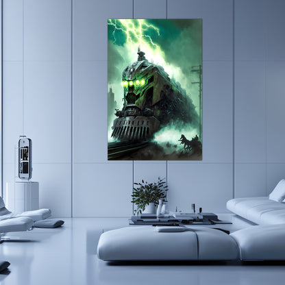 Zombie Train Poster – Hellforge Executor | Awe-Inspiring Wall Art for Sci-Fi & Fantasy Train Enthusiasts | Unique and Exclusive Artwork