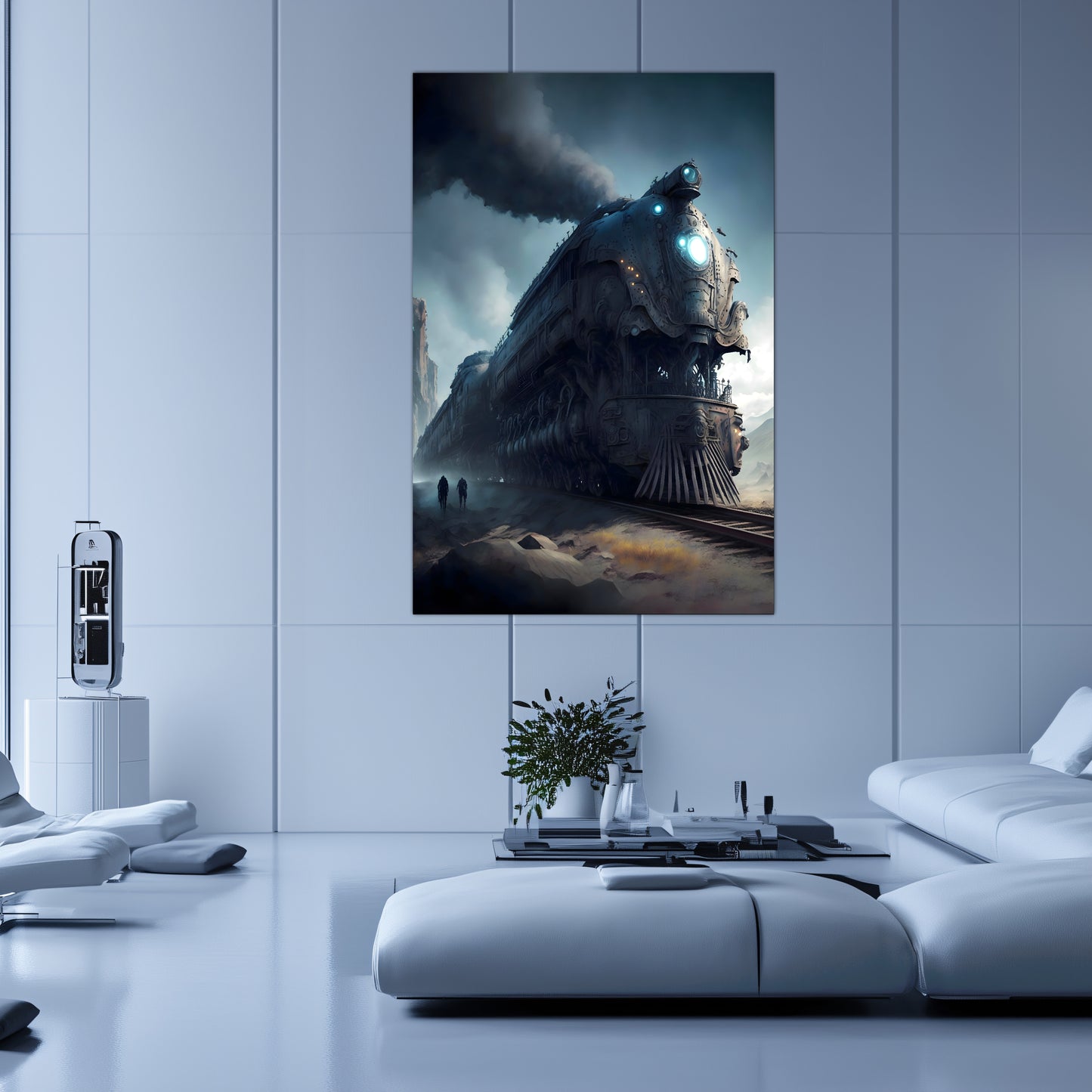 Dystopia Train Poster – Titanforge Paladin | Awe-Inspiring Wall Art for Sci-Fi & Fantasy Train Enthusiasts | Unique and Exclusive Artwork