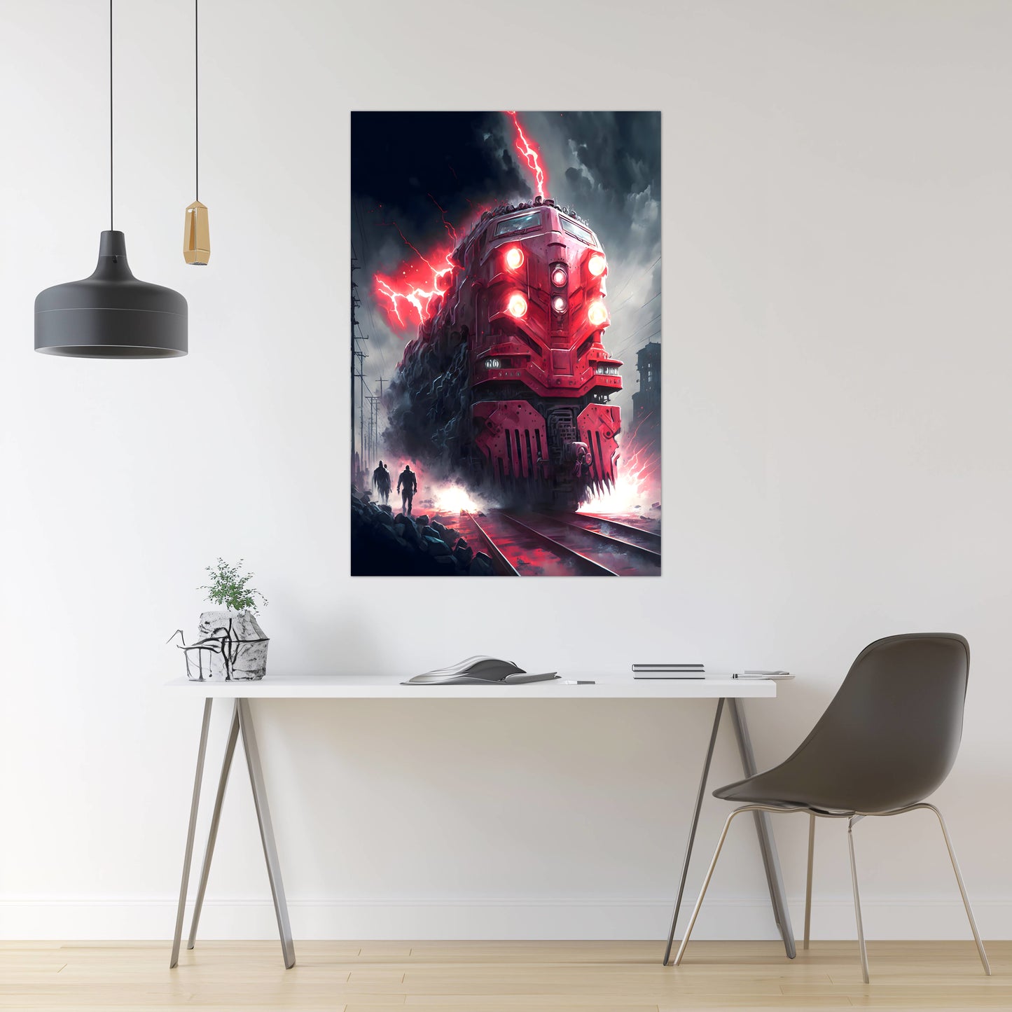 Wasteland Train Poster – Crimson Maelstrom | Awe-Inspiring Wall Art for Sci-Fi & Fantasy Train Enthusiasts | Unique and Exclusive Artwork