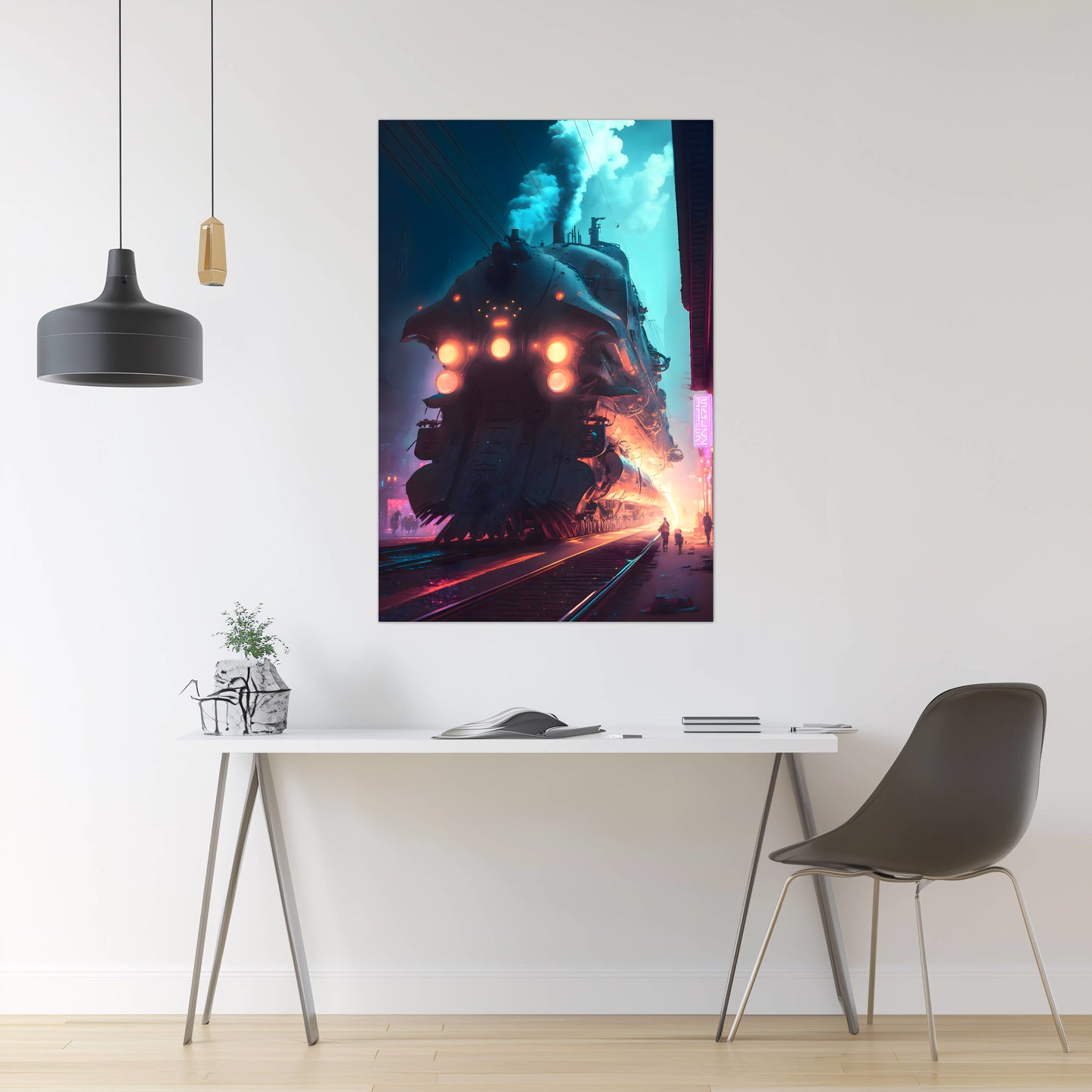 Cyberpunk Train Poster – Chromeshell Nightcrawler | Awe-Inspiring Wall Art for Sci-Fi & Fantasy Train Enthusiasts | Unique and Exclusive Artwork