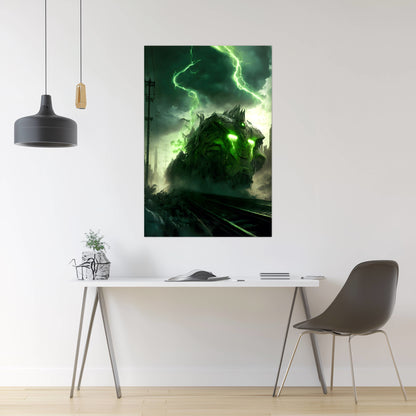 Zombie Train Poster – Wraithstorm Oppressor | Awe-Inspiring Wall Art for Sci-Fi & Fantasy Train Enthusiasts | Unique and Exclusive Artwork