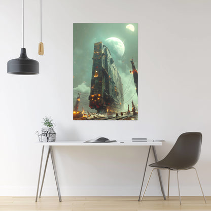 Dystopia Train Poster – The Moonbringer | Awe-Inspiring Wall Art for Sci-Fi & Fantasy Train Enthusiasts | Unique and Exclusive Artwork