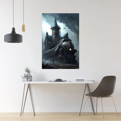 Fantasy Train Poster – Darkmist Phantom | Awe-Inspiring Wall Art for Sci-Fi & Fantasy Train Enthusiasts | Unique and Exclusive Artwork