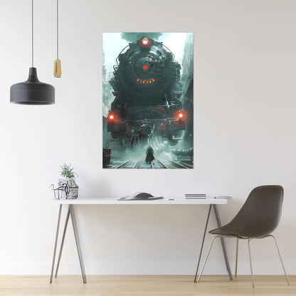 Dystopia Train Poster – Iron Predator | Awe-Inspiring Wall Art for Sci-Fi & Fantasy Train Enthusiasts | Unique and Exclusive Artwork