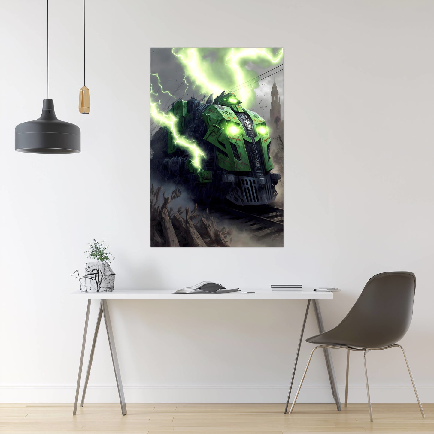 Zombie Train Poster – Shadowbane Revenant | Awe-Inspiring Wall Art for Sci-Fi & Fantasy Train Enthusiasts | Unique and Exclusive Artwork